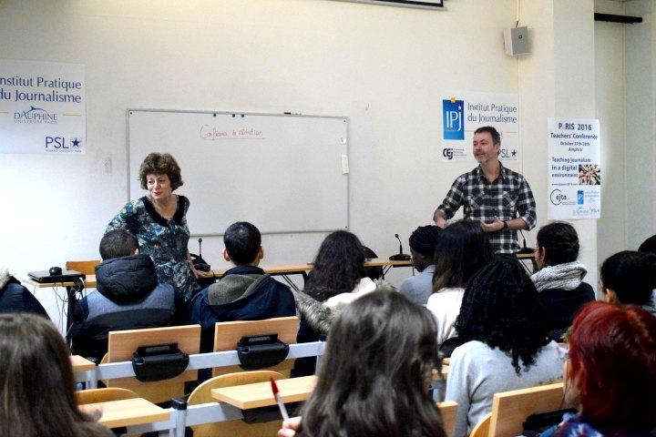 Pascale Colisson et Pierrick Bonin, racontent leur parcours de journaliste et d'enseignant à l'IPJ. 