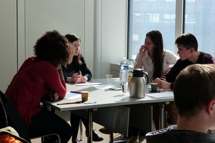 Atelier métiers lors de la visite au siège de KPMG. Avril 2016